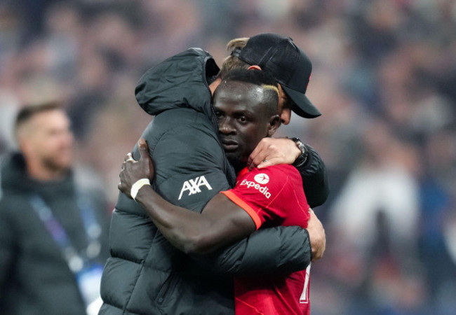 liverpool-manager-jurgen-klopp-consoles-sadio-mane-after-losing-the-uefa-champions-league-final-at-the-stade-de-france-paris-picture-date-saturday-may-28-2022
