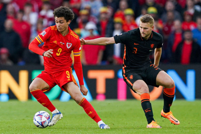 cardiff-wales-june-8-brennan-johnson-of-wales-matthijs-de-ligt-of-the-netherlands-during-the-uefa-nations-league-match-between-wales-and-the-netherlands-at-cardiff-city-stadium-on-june-8-2022-in