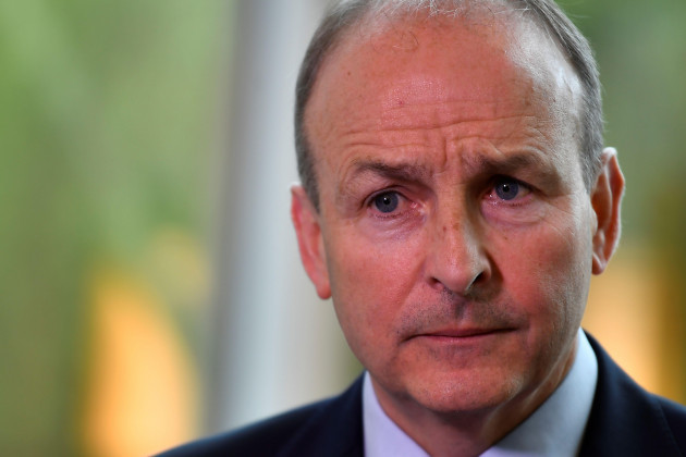 irelands-prime-minister-taoiseach-micheal-martin-looks-on-during-a-news-conference-at-the-grand-central-hotel-after-speaking-to-northern-ireland-party-leaders-regarding-issues-surrounding-the-north