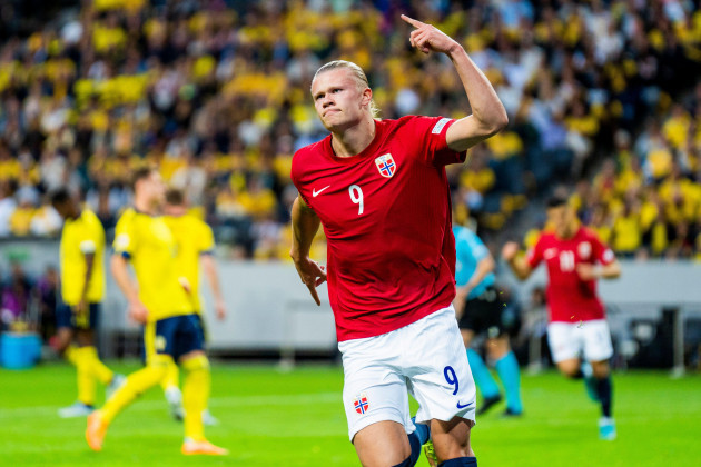 stockholm-sweden-20220605-norways-erling-braut-haaland-cheers-after-the-0-1-goal-during-the-football-match-in-the-nations-league-between-sweden-and-norway-at-friends-arena-photo-fredrik-varfjell