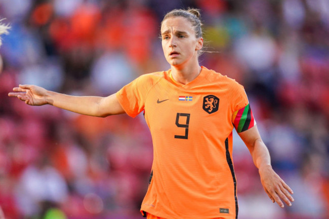 sheffield-united-kingdom-july-9-vivianne-miedema-of-the-netherlands-coaches-her-teammates-during-the-group-c-uefa-womens-euro-2022-match-between-netherlands-and-sweden-at-bramall-lane-on-july-9