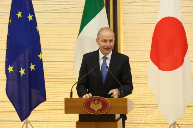 Taoiseach Micheal Martin speaking in Japan