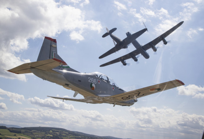 Image 4 - Battle of Britain Memorial Flight being escorted over by the 'The Silver Swallows'.