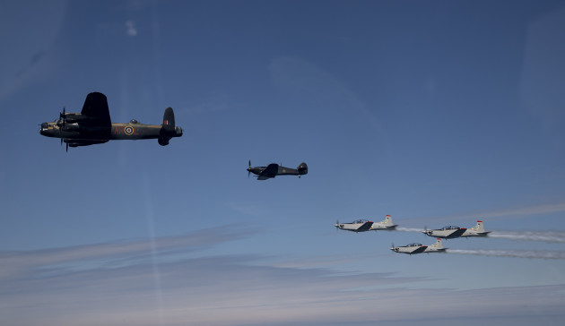 Image 5 - Battle of Britain Memorial Flight being escorted over Dublin by the 'The Silver Swallows'.