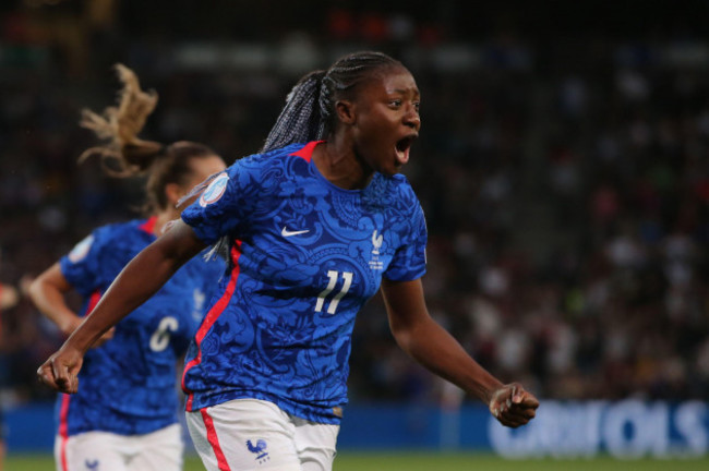 milton-keynes-england-27th-july-2022-kadidiatou-diani-of-france-celebrates-after-scoring-to-level-the-game-at-1-1-during-the-uefa-womens-european-championship-2022-match-at-stadiummk-milton-keyn