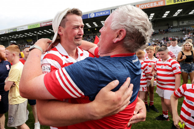 pat-bennett-celebrates-after-the-game-with-ian-byrne