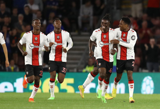 southampton-england-30th-august-2022-romeo-lavia-of-southampton-celebrates-after-scoring-to-make-it-1-1-during-the-premier-league-match-at-st-marys-stadium-southampton-picture-credit-should-read