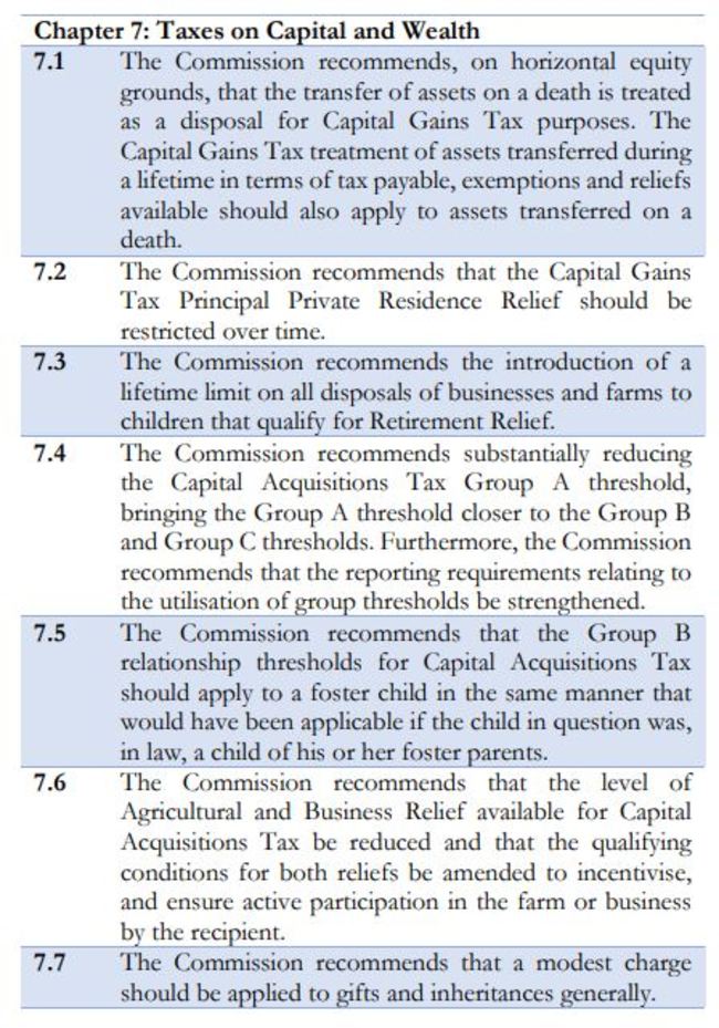 Commission on Tax report inheritance