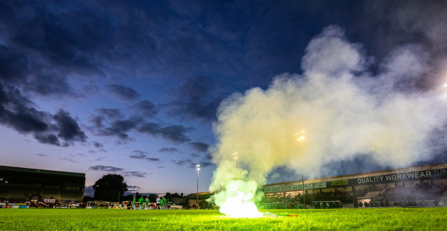 shamrock-rovers-fans-throw-a-flare-onto-the-field