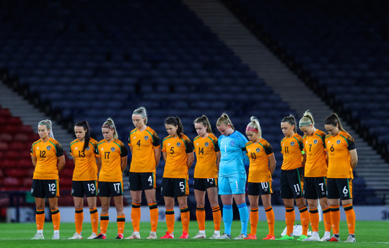 the-ireland-team-stand-for-a-minutes-silence-in-memory-of-those-affected-by-the-recent-tragedy-in-creeslough