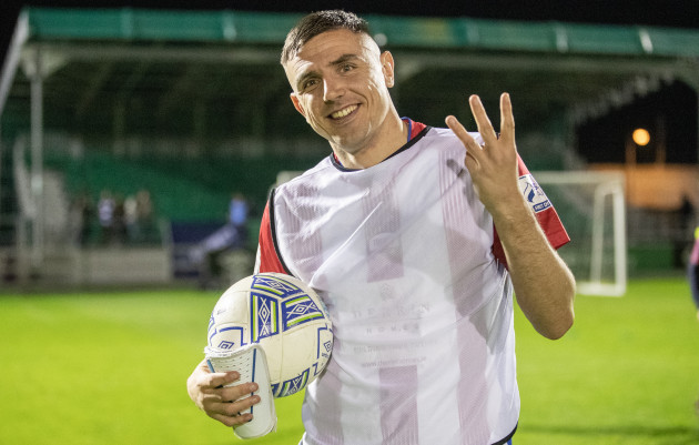 enda-curran-poses-with-the-match-ball-after-the-first-hat-trick-in-treaty-united-history