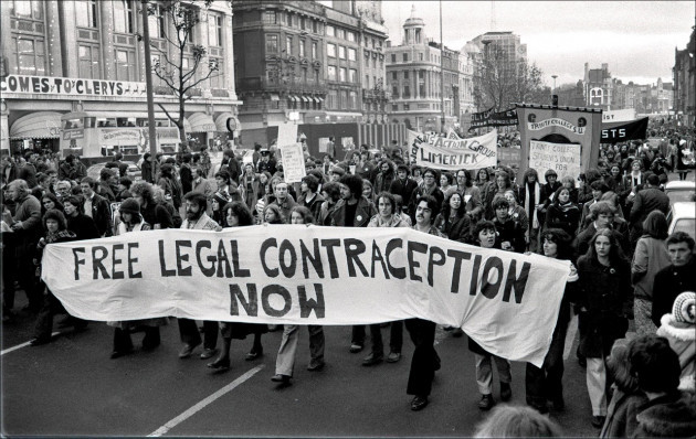 (1) Contraception Action Programme members leading a march in December 1978 to demand the provision of free legal contraceptives. Photo by Derek Speirs. (1)