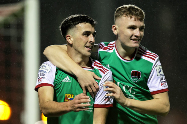 barry-coffey-celebrates-scoring-a-goal-with-mark-omahony