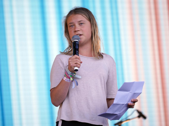 climate-activist-greta-thunberg-speaking-on-the-pyramid-stage-during-the-glastonbury-festival-at-worthy-farm-in-somerset-picture-date-saturday-june-25-2022