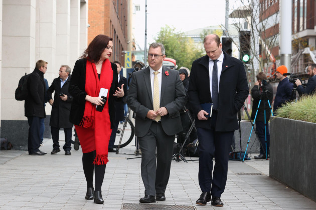 left-to-right-emma-little-pengelly-sir-jeffrey-donaldson-leader-of-the-dup-and-gordon-lyons-leaving-following-the-dup-meeting-with-northern-ireland-secretary-chris-heaton-harris-at-erskine-house