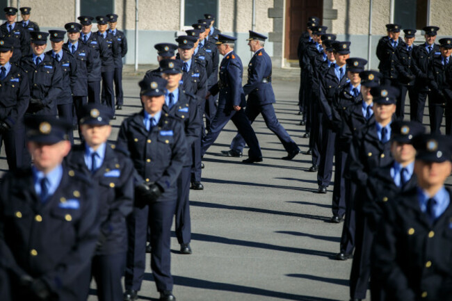 commissioner-drew-harris-and-chief-superintendent-pat-murray-inspect-the-319-new-gardai-during-an-attestation-ceremony-at-the-garda-training-college-in-templemore-co-tipperary-the-new-irish-police-w