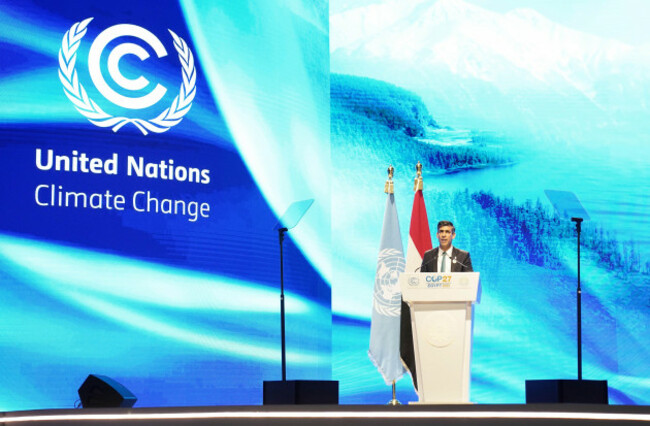 prime-minister-rishi-sunak-addresses-delegates-during-the-cop27-summit-at-sharm-el-sheikh-egypt-picture-date-monday-november-7-2022