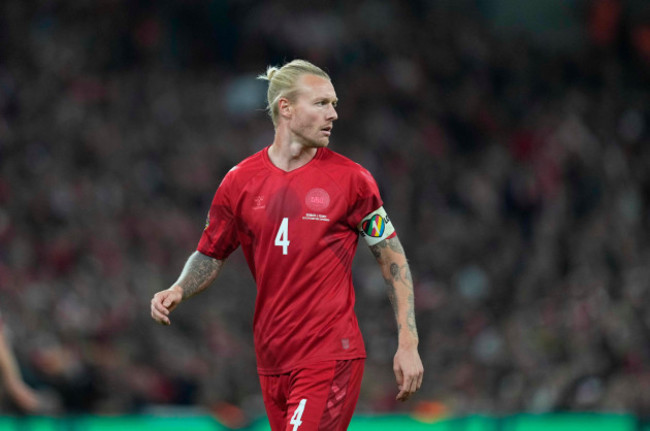 parken-copenhagen-denmark-25th-sep-2022-simon-kjaer-denmark-looks-on-during-denmark-and-france-at-parken-copenhagen-denmark-ulrik-pedersencsmalamy-live-news