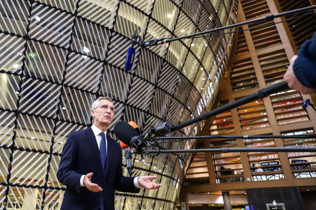 brussels-brussels-capital-region-belgium-15th-nov-2022-jens-stoltenberg-secretary-general-of-the-north-atlantic-treaty-organisation-nato-speaks-to-the-press-during-an-european-foreign-affairs