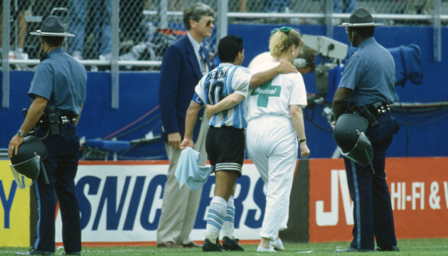 firo-football-25-06-1994-world-cup-1994-argentina-nigeria-2-1-diego-maradona-portrait-after-this-game-he-was-convicted-of-doping-here-he-will-be-led-to-the-doping-rehearsal-after-the-game-it-w