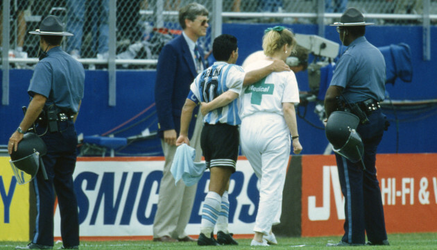 firo-football-25-06-1994-world-cup-1994-argentina-nigeria-2-1-diego-maradona-portrait-after-this-game-he-was-convicted-of-doping-here-he-will-be-led-to-the-doping-rehearsal-after-the-game-it-w