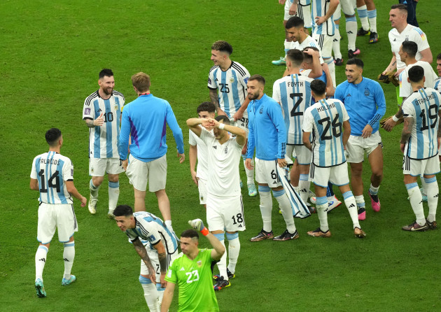 argentinas-lionel-messi-celebrates-with-team-mates-following-the-fifa-world-cup-semi-final-match-at-the-lusail-stadium-in-lusail-qatar-picture-date-tuesday-december-13-2022