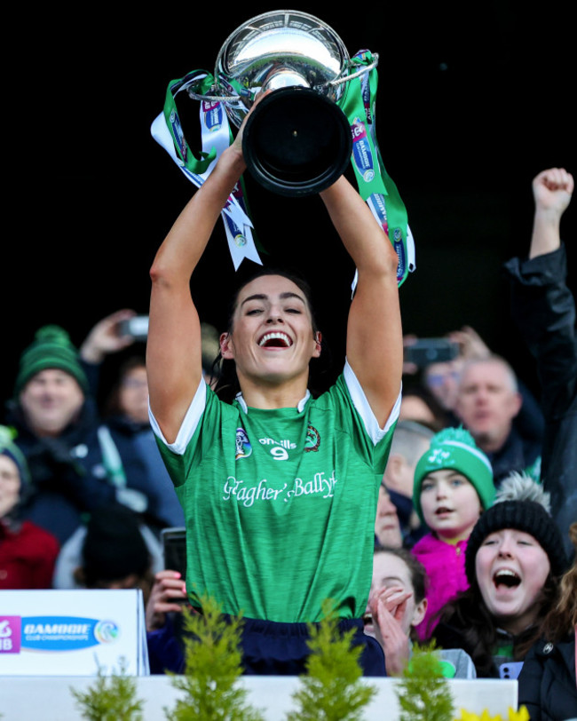 niamh-mcgrath-lifts-the-aib-all-ireland-senior-club-trophy