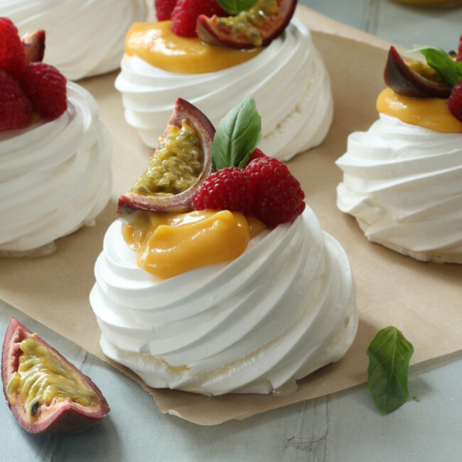 Lemon Curd Pavlovas