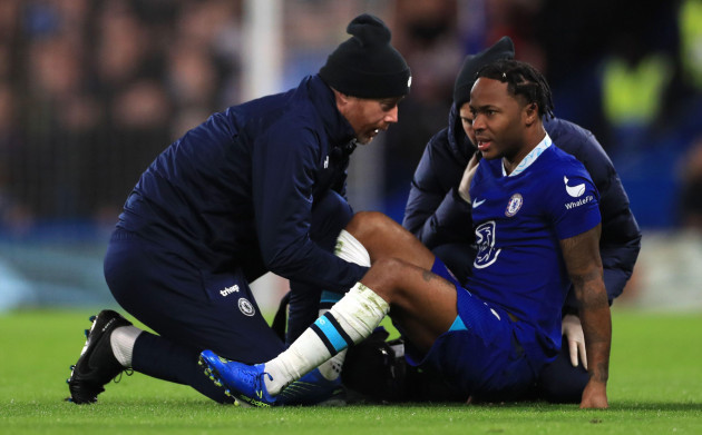 chelseas-raheem-sterling-receives-medical-attention-during-the-premier-league-match-at-stamford-bridge-london-picture-date-thursday-january-5-2023
