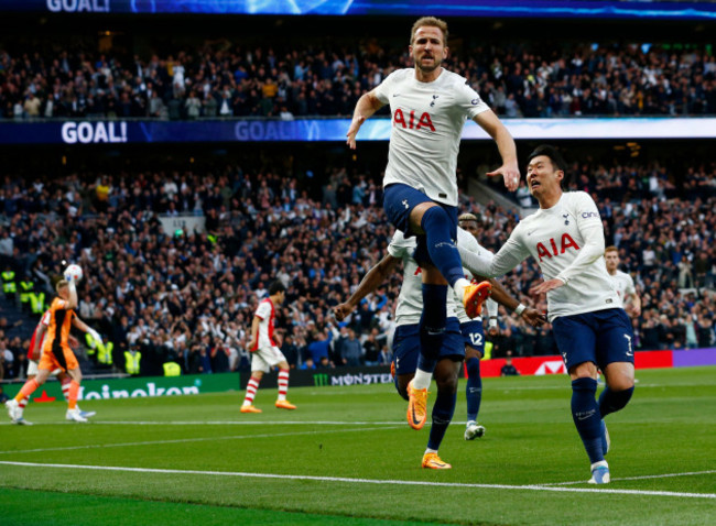 london-england-may-12-tottenham-hotspurs-harry-kane-celebrates-his-goal-during-premier-league-between-tottenham-hotspur-and-arsenal-at-tottenham