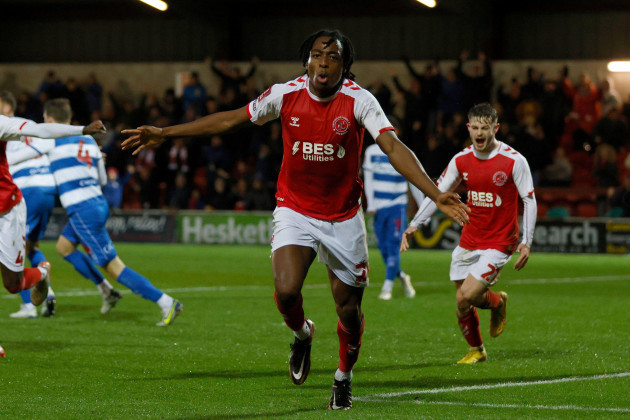 fleetwood-towns-promise-omochere-celebrates-his-goal-to-make-it-2-1-during-the-emirates-fa-cup-third-round-match-at-highbury-stadium-fleetwood-picture-date-saturday-january-7-2023