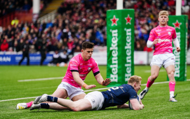 leinsters-jamie-osborne-scores-their-third-try-during-the-heineken-champions-cup-match-at-the-kingsholm-stadium-gloucester-picture-date-saturday-january-14-2023