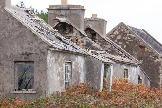Old stone house with caved in roof
