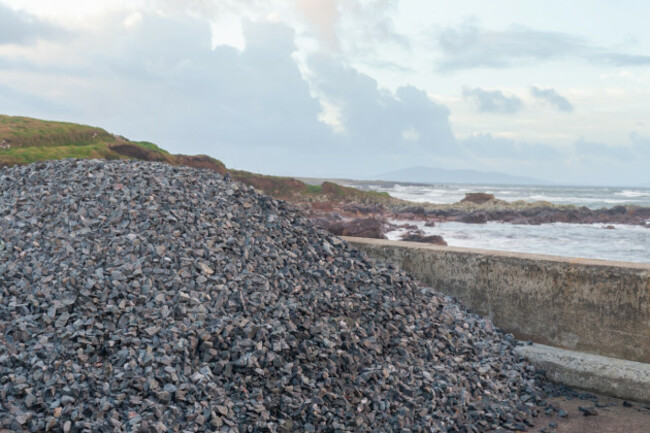 Large mound of gravel on a pier