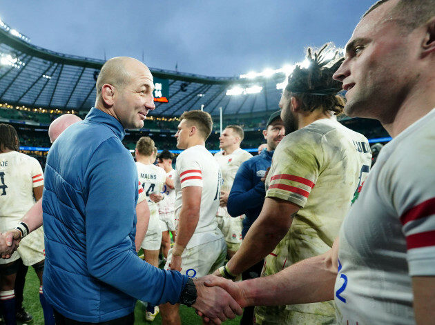 england-head-coach-steve-borthwick-greets-ben-earl-following-the-guinness-six-nations-match-at-twickenham-stadium-london-picture-date-sunday-february-12-2023