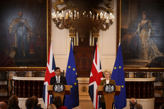 prime-minister-rishi-sunak-and-european-commission-president-ursula-von-der-leyen-during-a-press-conference-at-the-guildhall-in-windsor-berkshire-following-the-announcement-that-they-have-struck-a-d