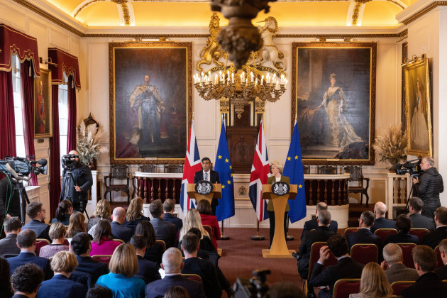prime-minister-rishi-sunak-and-european-commission-president-ursula-von-der-leyen-during-a-press-conference-at-the-guildhall-in-windsor-berkshire-following-the-announcement-that-they-have-struck-a-d