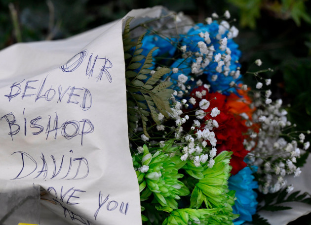 one-of-many-bouquets-of-flowers-some-with-note-rests-in-a-makeshift-memorial-for-bishop-david-oconnell-tuesday-feb-21-2023-in-front-of-the-bishops-home-in-hacienda-heights-calif-an-unincorp