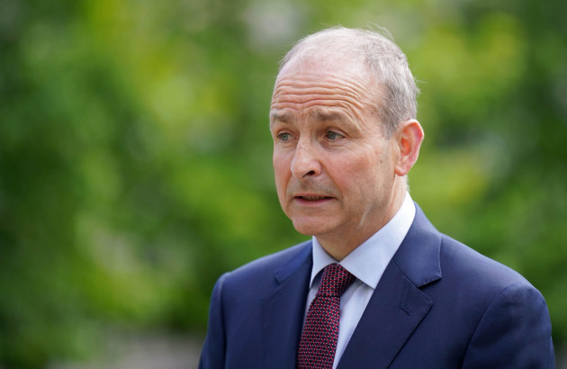 taoiseach-micheal-martin-speaking-to-the-media-outside-the-government-buildings-dublin-picture-date-monday-may-16-2022