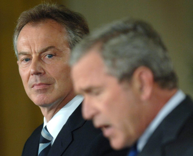 file-photo-dated-2872006-of-tony-blair-and-george-bush-holding-a-news-conference-at-the-white-house-in-washington-sir-tony-blair-was-desperate-to-establish-good-relations-with-us-president-george-b