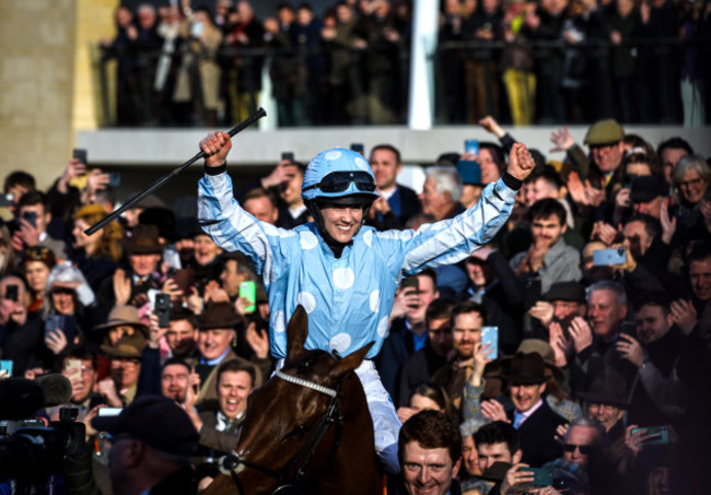 rachael-blackmore-onboard-honeysuckle-celebrates-winning