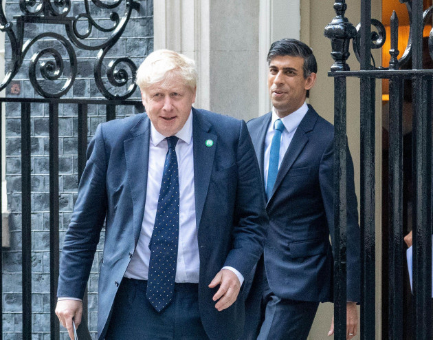 london-uk-7th-sep-2021-boris-johnson-mp-prime-minister-sajid-javid-health-secretary-and-rishi-sunak-chancellor-of-the-exchequer-walk-from-10-downing-street-to-the-press-conference-on-the-natio