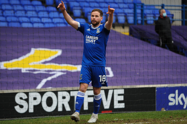 ipswichs-alan-judge-points-to-the-sky-after-his-goal-during-the-sky-bet-league-1-match-between-ipswich-town-and-bristol-rovers-at-portman-road-ipswich-on-friday-2nd-april-2021-credit-ben-pooley