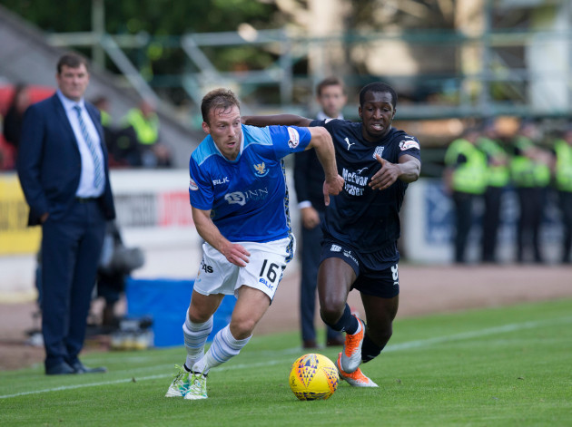 mcdiarmid-park-perth-uk-25th-aug-2018-ladbrokes-premiership-football-st-johnstone-versus-dundee-david-mcmillan-of-st-johnstone-challenges-for-the-ball-with-glen-kamara-of-dundee-credit-action