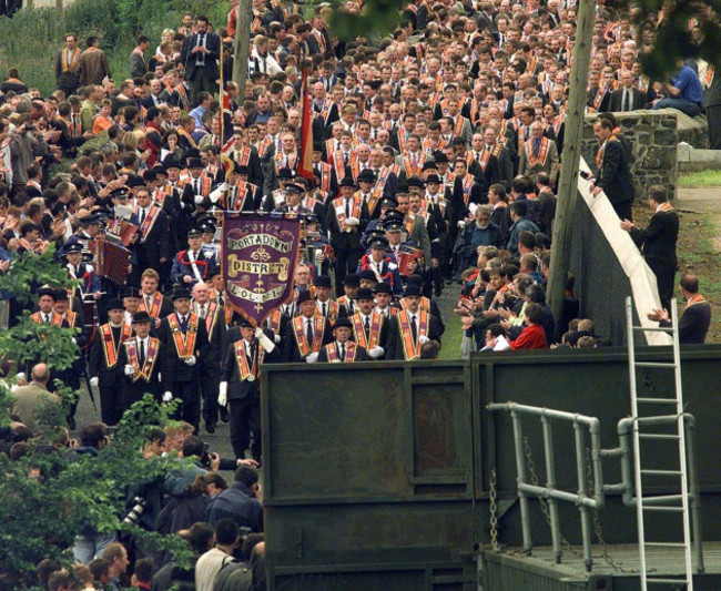 file-photo-dated-050798-of-members-of-the-orange-order-from-the-portadown-district-marching-from-drumcree-church-towards-the-barricade-blocking-their-route-along-the-nationalist-garvaghy-road-prime