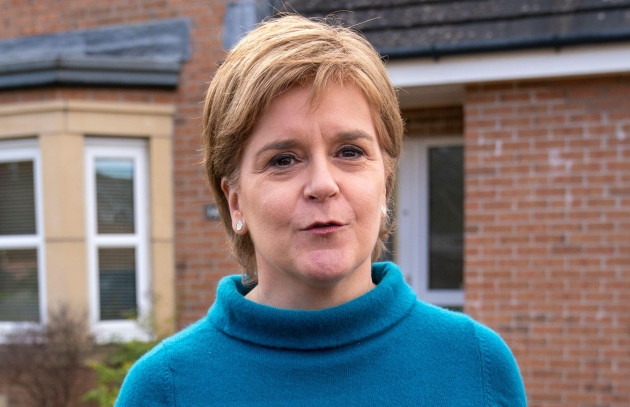 former-leader-of-the-scottish-national-party-snp-nicola-sturgeon-speaking-to-the-media-outside-her-home-in-uddingston-glasgow-after-her-husband-former-chief-executive-of-the-snp-peter-murrell-wa