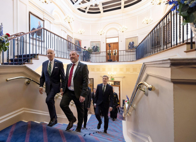 handout-photo-issued-by-the-government-of-ireland-of-us-president-joe-biden-with-senator-jerry-buttimer-cathaoirleach-of-seanad-eireann-arriving-to-address-the-oireachtas-eireann-the-national-parlia