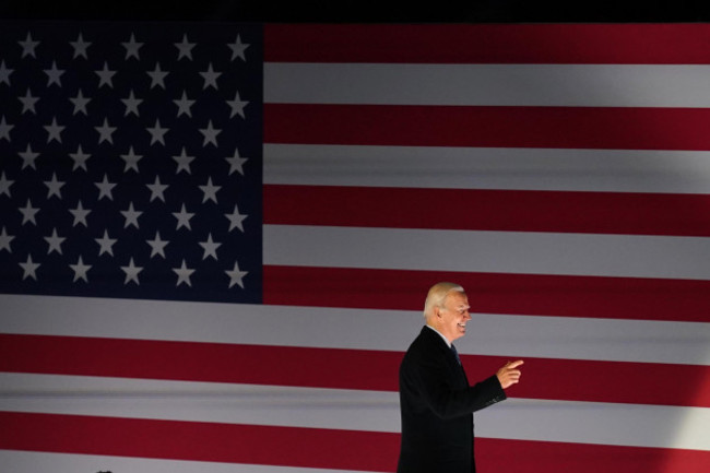 us-president-joe-biden-on-stage-after-delivering-a-speech-at-st-muredachs-cathedral-in-ballina-on-the-last-day-of-his-visit-to-the-island-of-ireland-picture-date-friday-april-14-2023