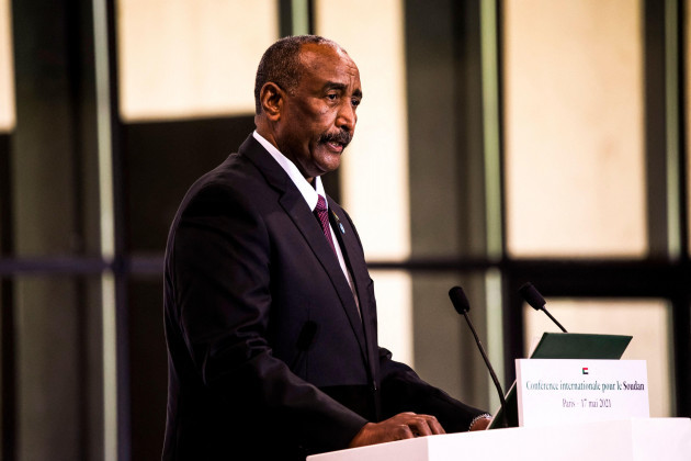 abdel-fattah-al-burhan-president-of-the-republic-of-sudan-at-the-international-conference-in-support-of-the-sudanese-transition-at-the-grand-palais-ephemere-in-paris-france-on-may-17-2021-photo-b
