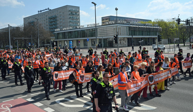 berlin-germany-21st-apr-2023-the-group-letzte-generation-protests-with-a-demonstration-in-berlin-friedrichshain-for-faster-climate-protection-the-activists-regularly-protest-against-the-climate-p